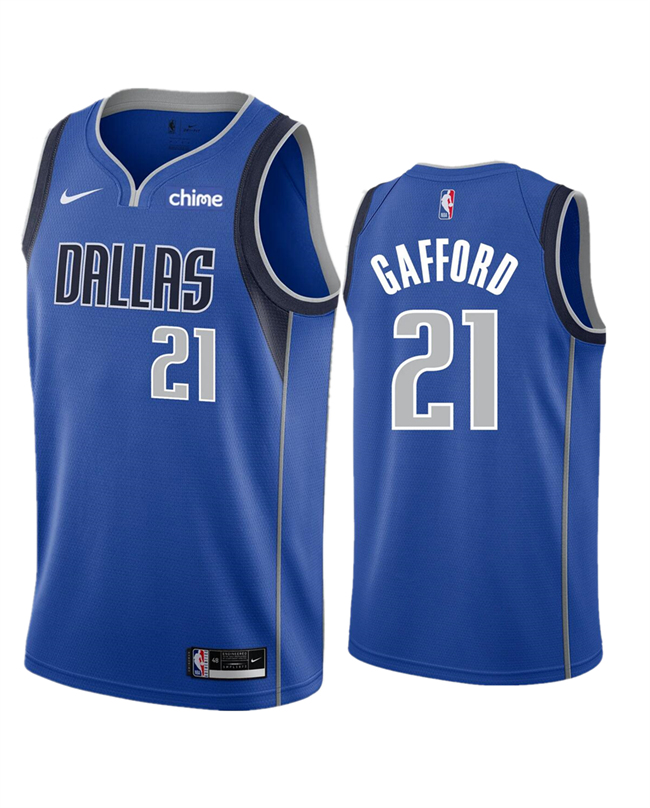 Men's Dallas Mavericks #21 Daniel Gafford Blue Icon Edition Stitched Basketball Jersey